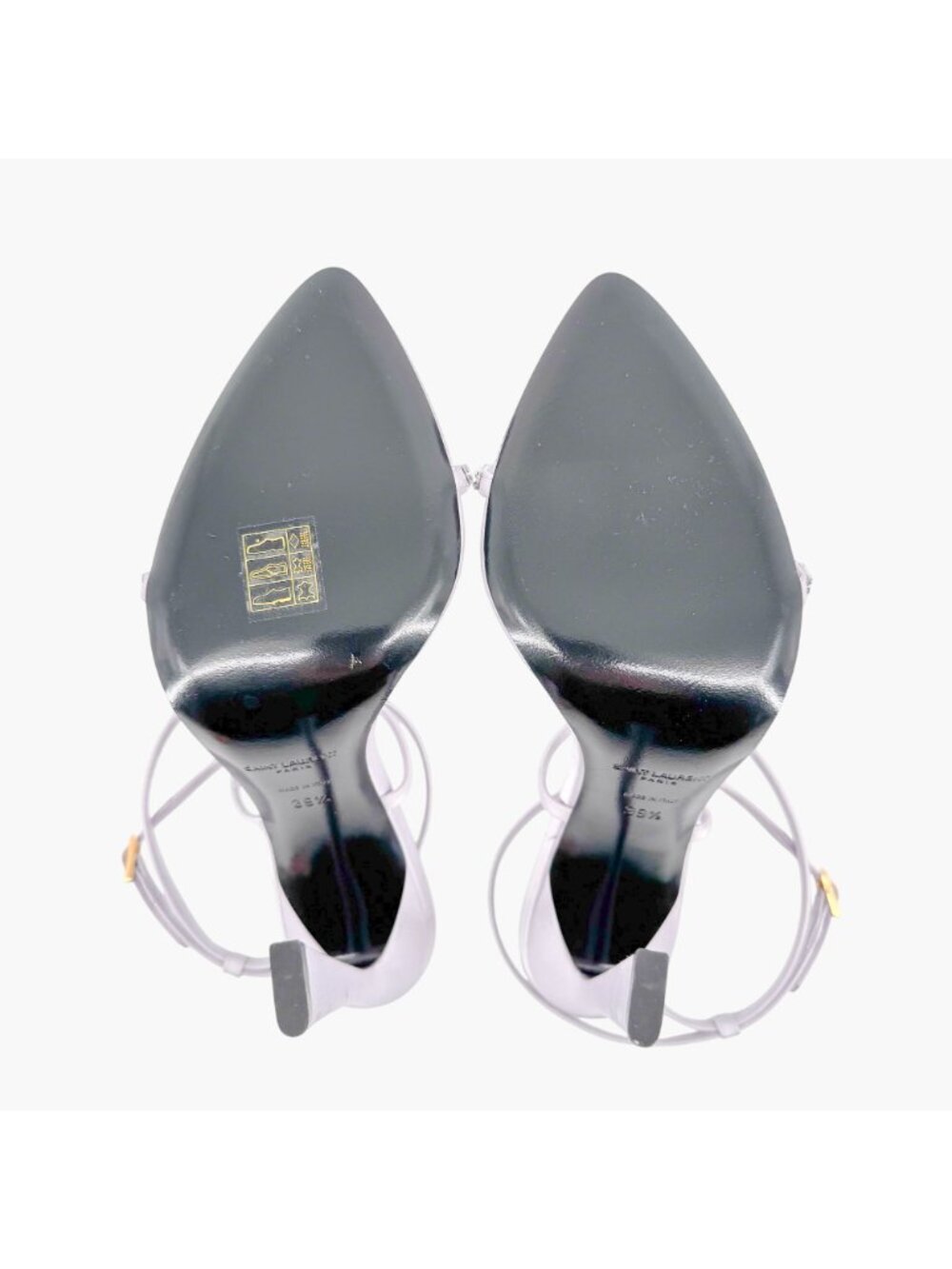 Saint Laurent Gippy Crystal Sandals EU 39.5 US 9.5 Lilac Purple Satin High Heels - Picture 9 of 13